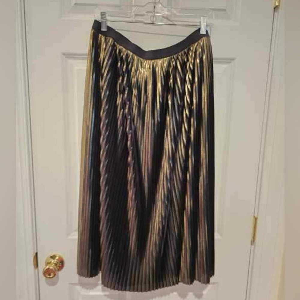Lane Bryant Gold Metallic Pleated Skirt